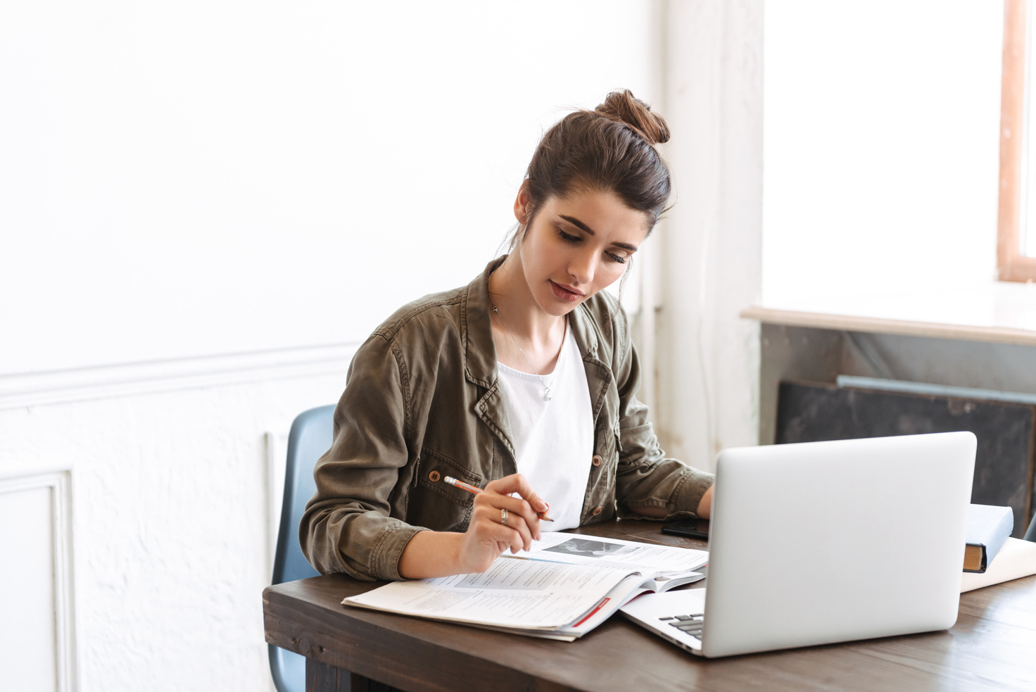 Girl Studying at Home